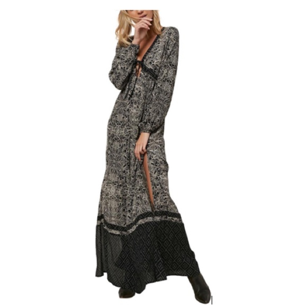 O’Neal black printed maxi dress